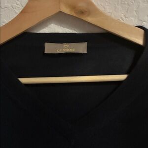 Luxury Cashmere and silk Cruciani Dark navy V-Neck Sweater